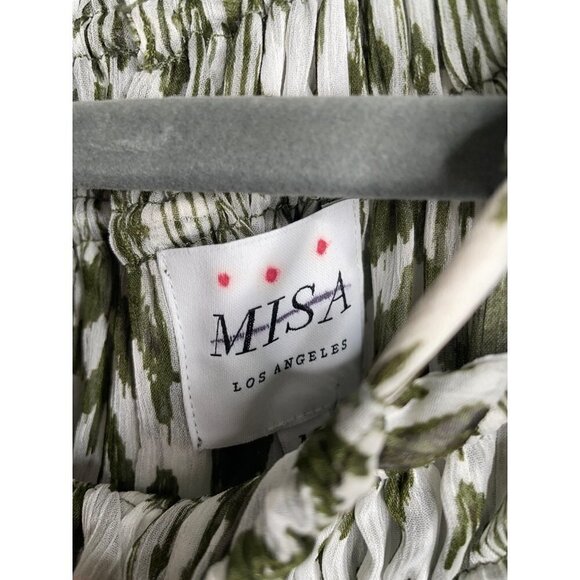 New MISA LA Mercy Chiffon Mini Dress Size M Lined Pullover Green - Picture 9 of 9